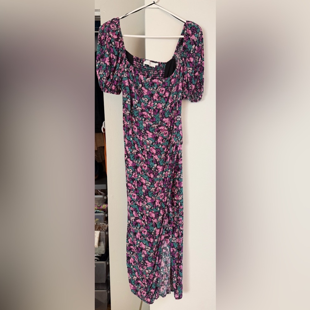 Astr Long Sleeve Floral Dress in Pink and Green